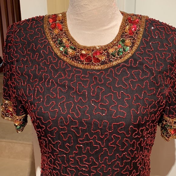 Papell Boutique Tops - PAPÉLL BOUTIQUE. Evening. Jewel toned top w/details on neckline,collar &…